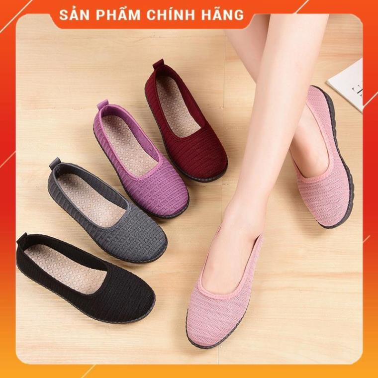 Giày búp bê vải nữ đế bằng 2cm đi bộ cực êm chân V288