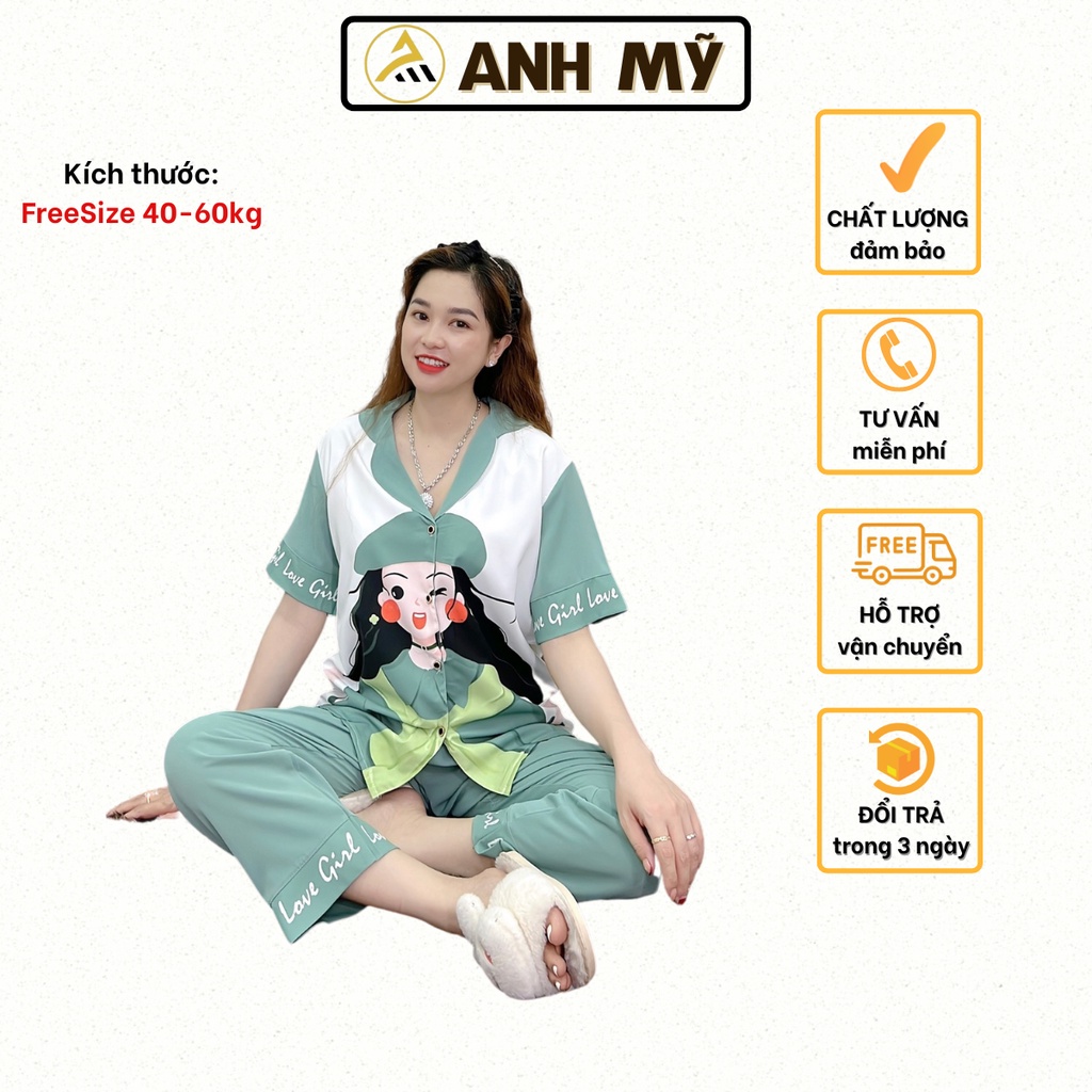 Đồ bộ nữ ANH MỸ pijama chất liệu lụa mango cao cấp tay ngắn quần dài MGD - 03