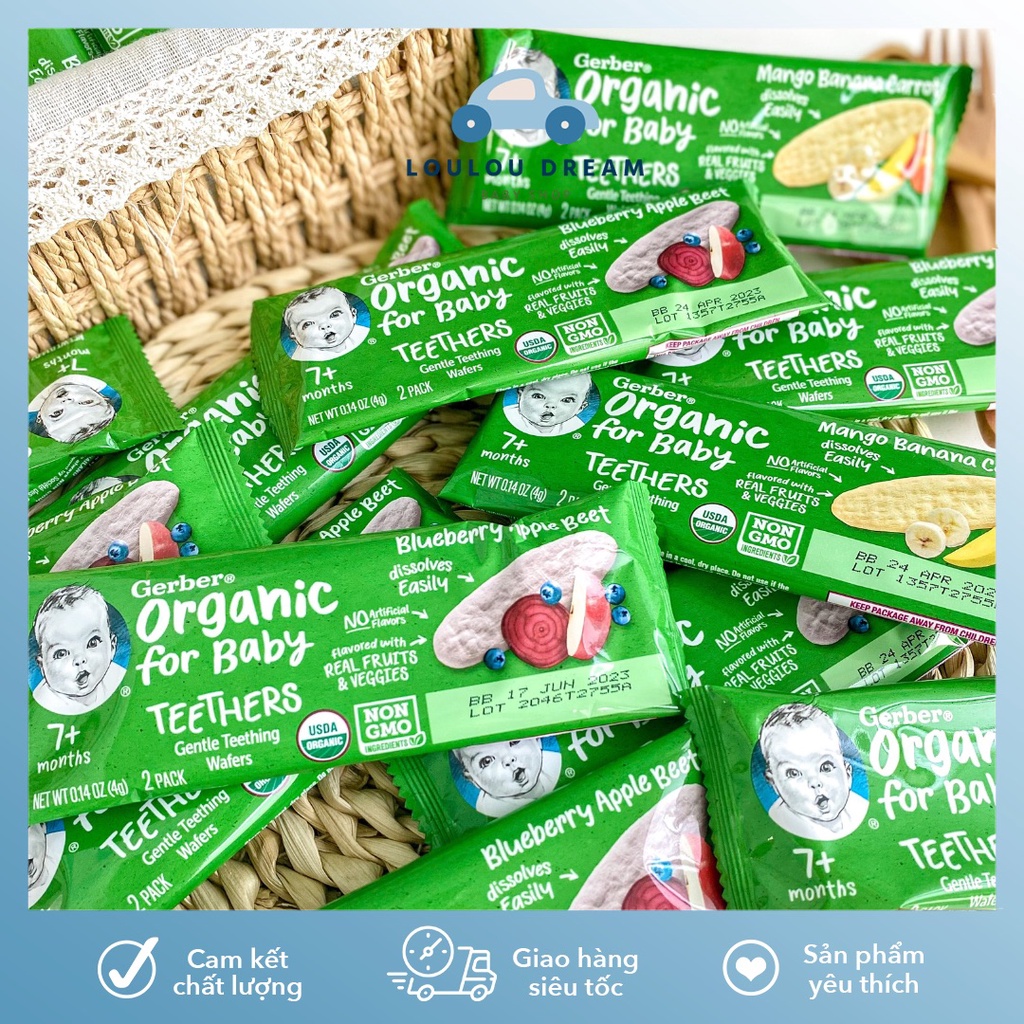 Bánh ăn dặm GERBER ORGANIC TEETHERS cho bé từ 7 tháng tuổi