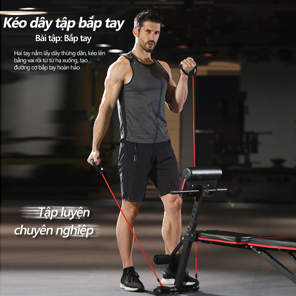 Ghế tập gym tập tạ 4 trong 1 có thể gấp  đa chức năng dùng tại nhà ghế băng tập thao dụng cụ thể hình tạ đẩy