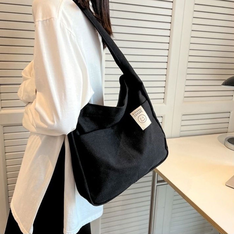 Mischa Túi Đeo Vai Vải canvas Màu Trơn Sức Chứa Lớn Dễ Phối Đồ Thời Trang Cho Học Sinh