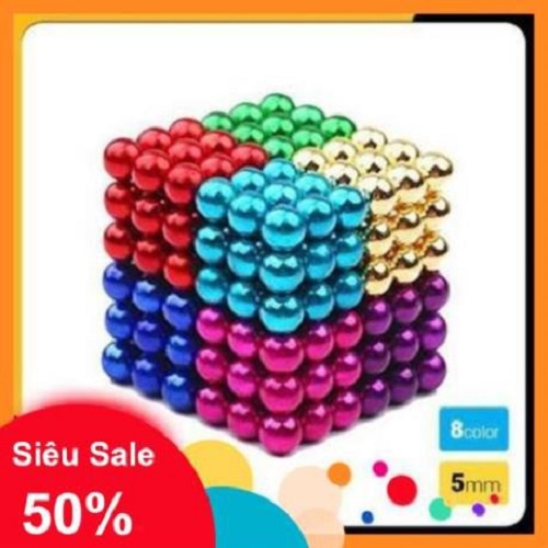 Bộ Bi Xếp Hình BuckyBalls Rainbow 8 màu 216 viên đường Kính 5 mm Hộp Nhôm
