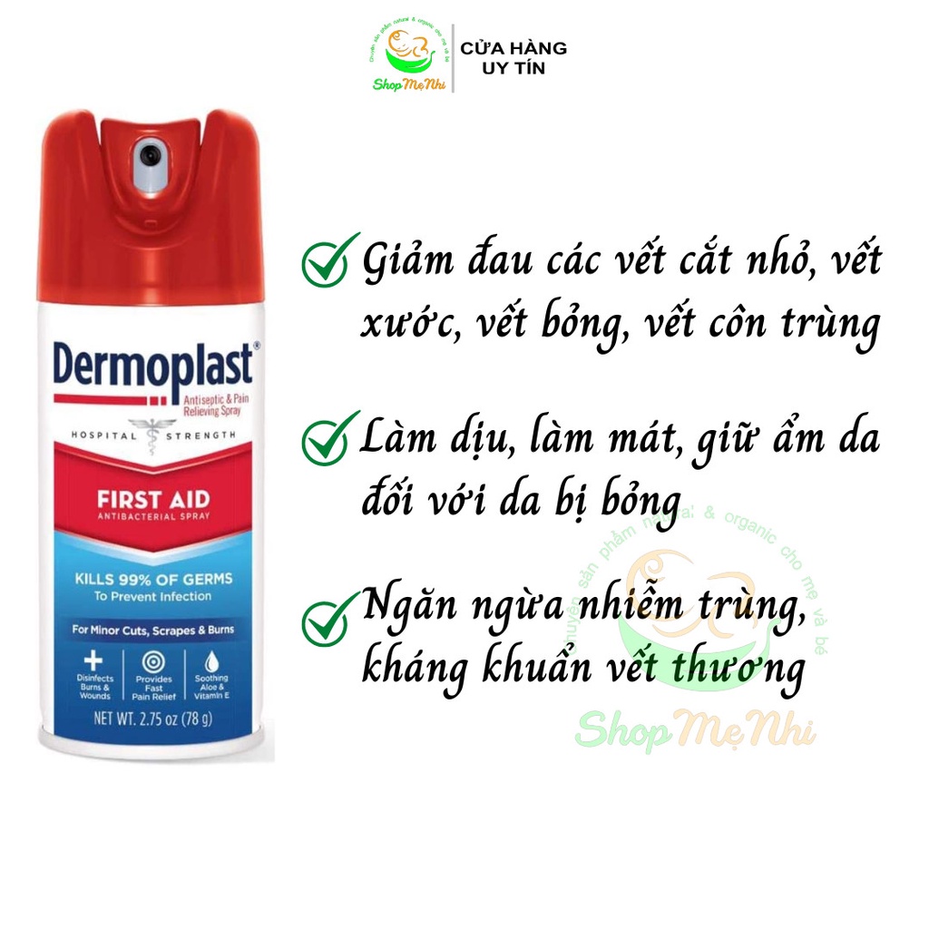 Bình xịt giảm đau Dermoplast nhanh lành vết thương - dùng cho vết mổ, vết rạch tầng sinh môn.