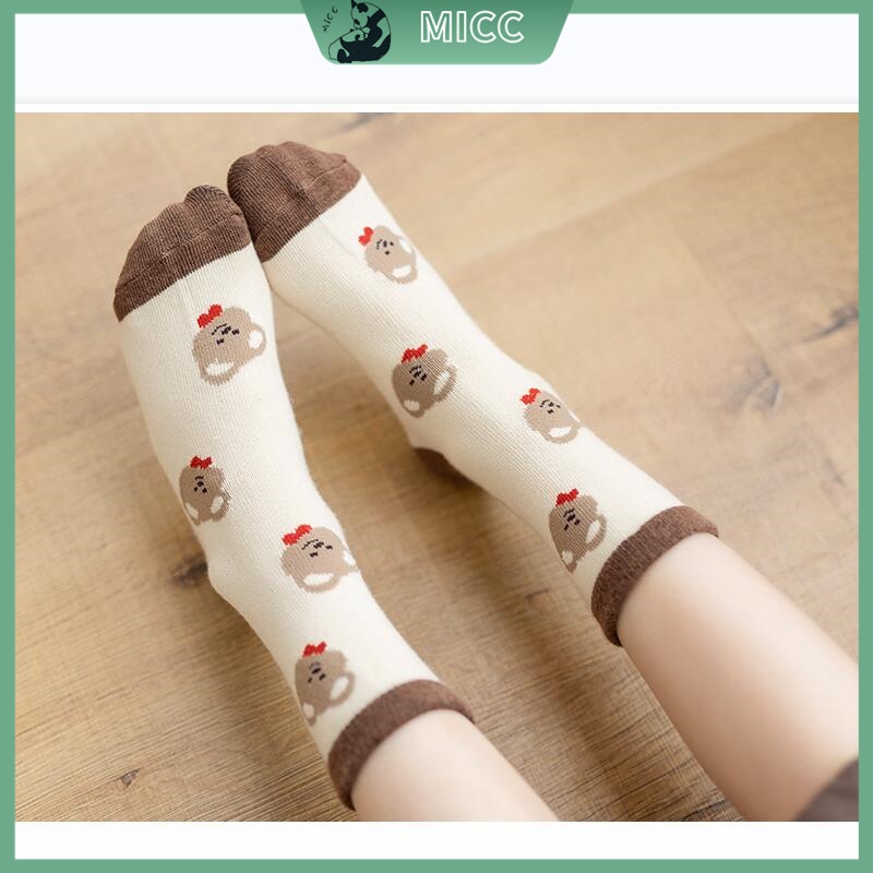 Set 5 Đôi Vớ Cotton Họa Tiết Hoạt Hình Phong Cách Hàn Quốc Dành Cho Các Bé 1-12 Tuổi