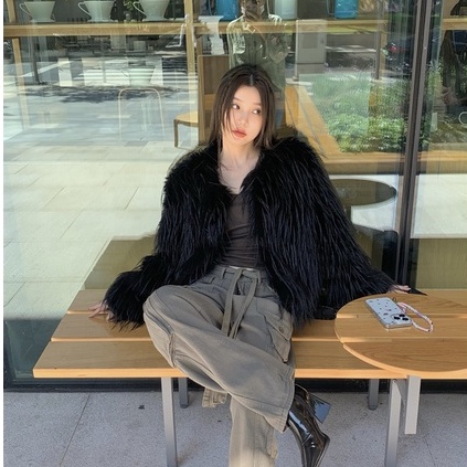 𝐎𝐑𝐃𝐄𝐑. Áo Khoác Lông Sợi Dài Hoang Dã Sexy