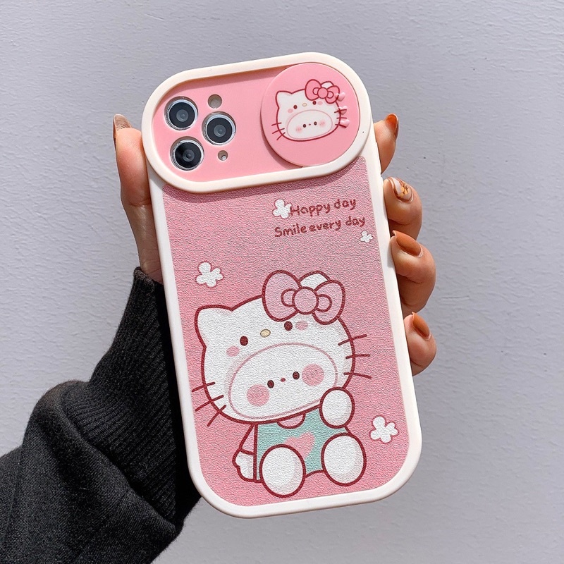 Ốp Lưng Da Bảo Vệ Camera - Có Nắp Trượt Mẫu Happy Day