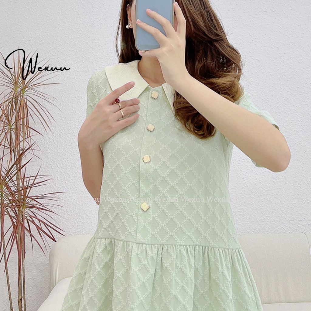 Đầm nữ thiết kế Wexuu Design dáng babydoll cổ tròn xòe nhẹ trẻ trung, chất liệu mềm mát cao cấp - V05 họa tiết