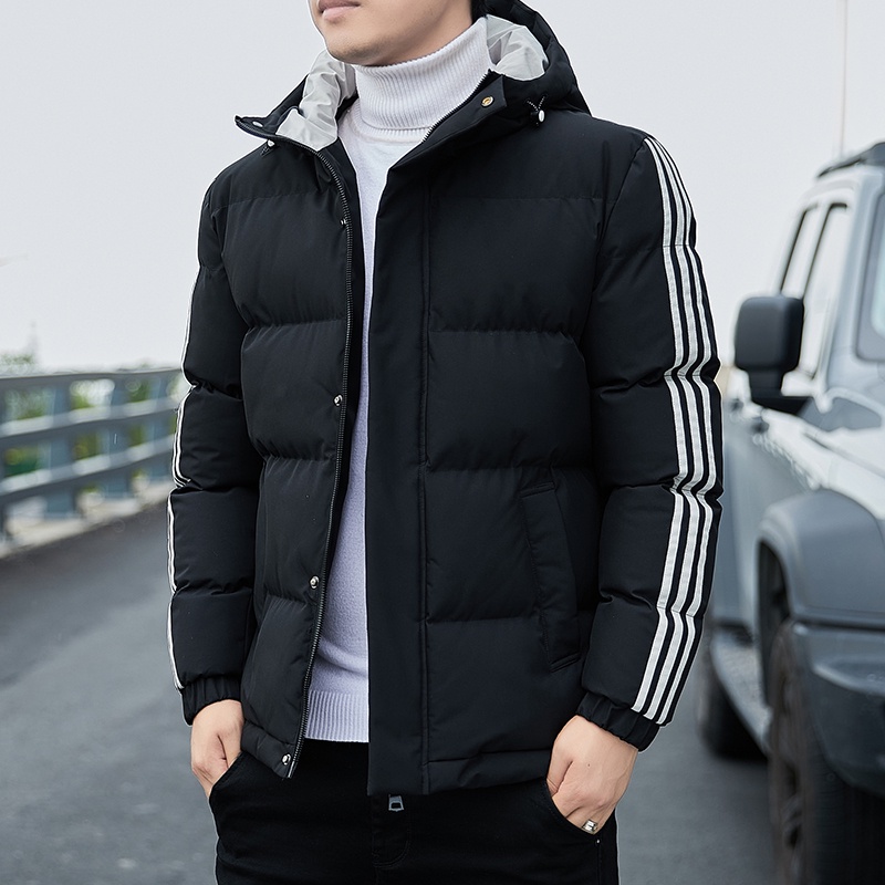 Áo Khoác Đệm Cotton Có Mũ Trùm Dáng Ngắn Thời Trang Mùa Đông Cho Nam