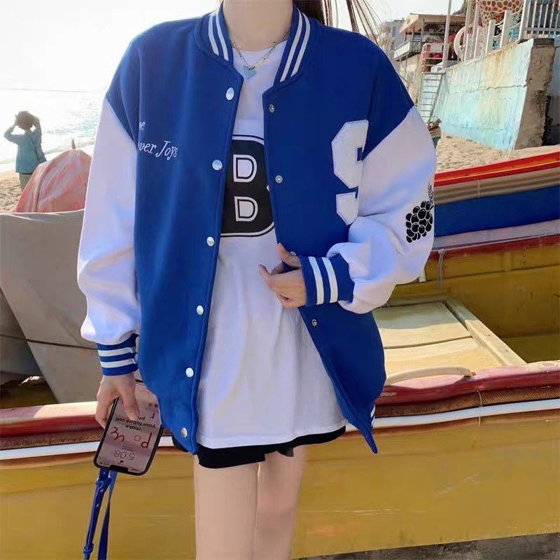 Áo Bomber nam nữ chữ S chùm nho Chất liệu: nỉ cotton, Form mặc thoái mái