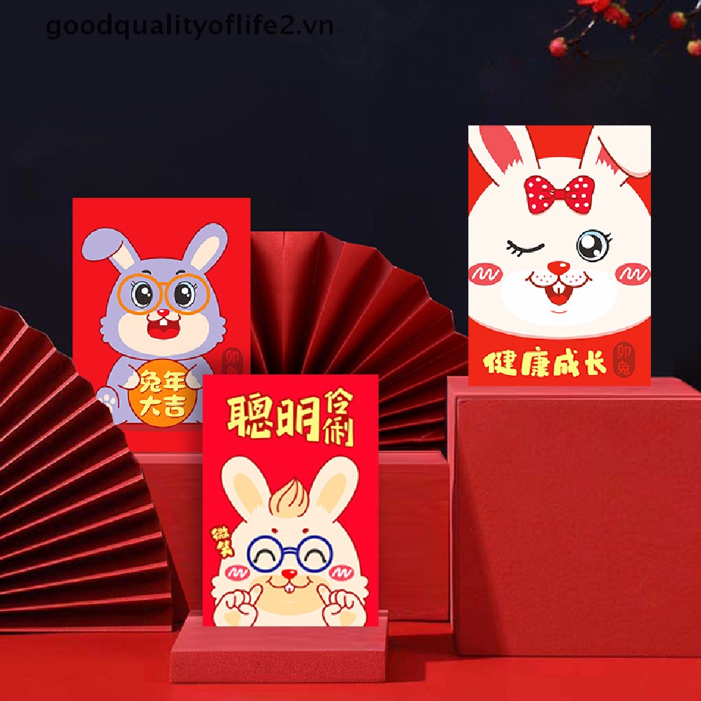 Bao Lì Xì Đỏ May Mắn Hình Thỏ Hoạt Hình Phong Cách Trung Hoa Hồng Kông Cho Trẻ Em
