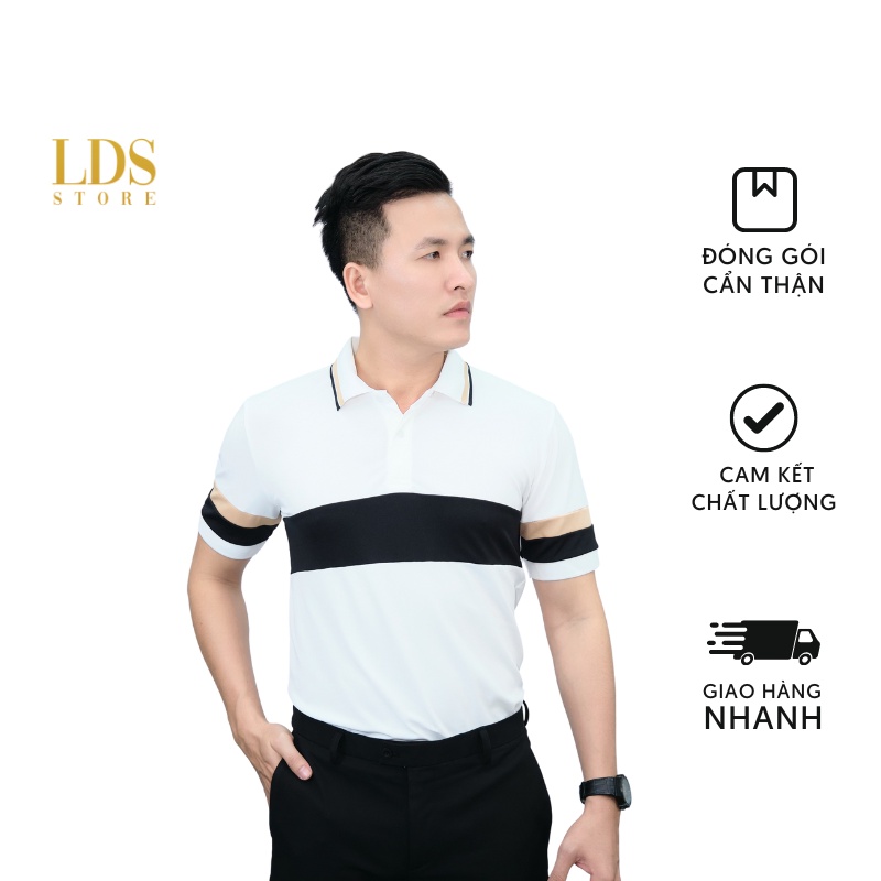 Áo Thun POLO Nam Cổ Bẻ PHỐI Sọc Đen Nâu , Vải Cá Sấu thoáng mát, Phong Cách Trẻ Trung, Lịch Lãm, 55-85kg LDS.Store