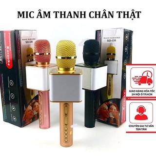 Micro karaoke bluetooth không dây SD-08 loa bass chuẩn âm thanh chân thật TL7793