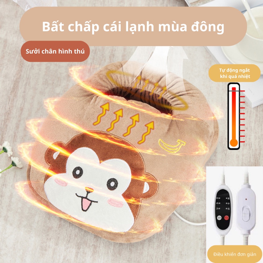 Máy sưởi chân cắm điện mùa đông hình thú, ủ chân đa năng làm ấm nhanh tỏa nhiệt đều kích thước 27x32cm nhiều mẫu đa dạng