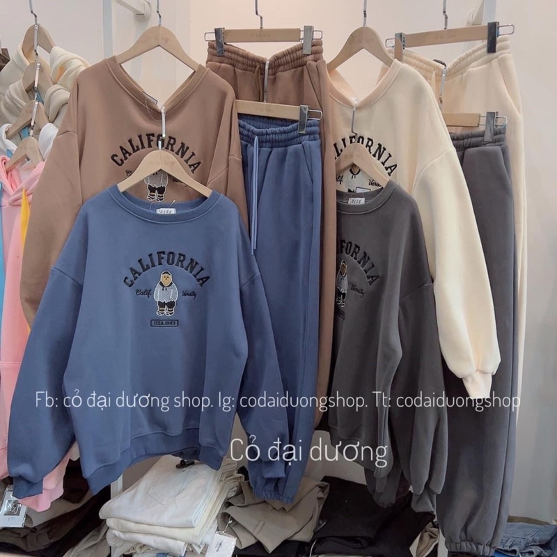 Sét bộ nỉ chữ CALIFOR đủ màu dáng rộng Unisex, Bộ nỉ mùa đông Nam nữ phong cách Ulzzang ( kèm ảnh thật )