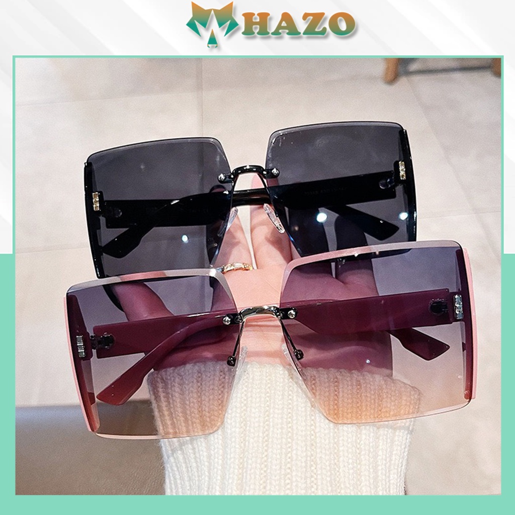 Mắt Kính Thời Trang Kính Râm Form Vuông Xi Ốc Viền Kim Tuyến Cao Cấp 666 Phong Cách Ulzzang - Hazo