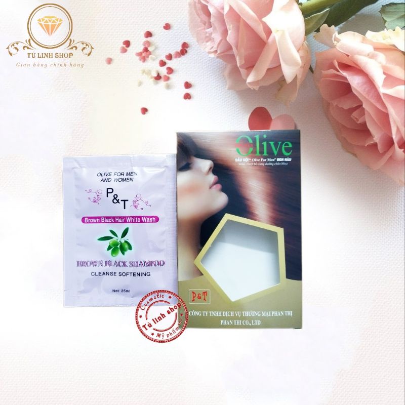 Dầu gội là nâu tóc Olive, dầu gội giữ màu nâu đen tự nhiên tinh chất Olive thiên nhiên hộp 25ml