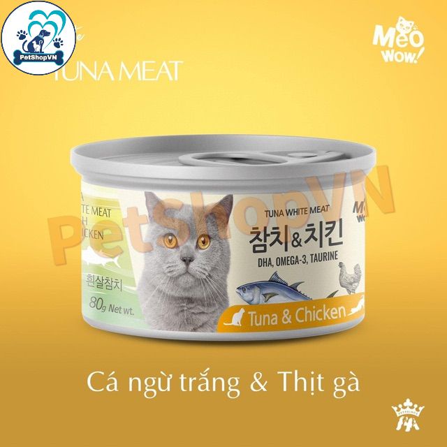 Pate Cho Mèo MEOWOW Cá Ngừ Trắng Nguyên Miếng Đóng Hộp 80g