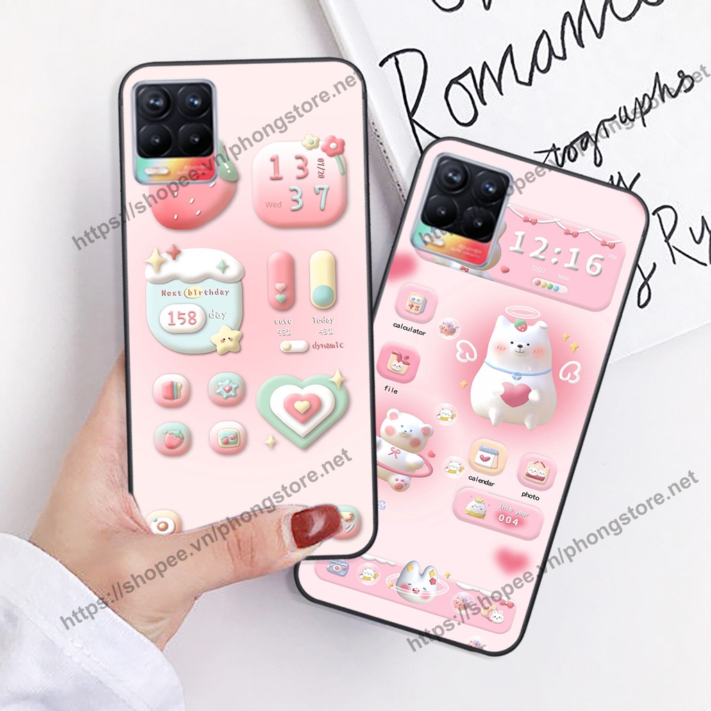 Ốp lưng Realme 8 / Realme 8 Pro gấu trắng hoạt hình 3d cute, giá rẻ