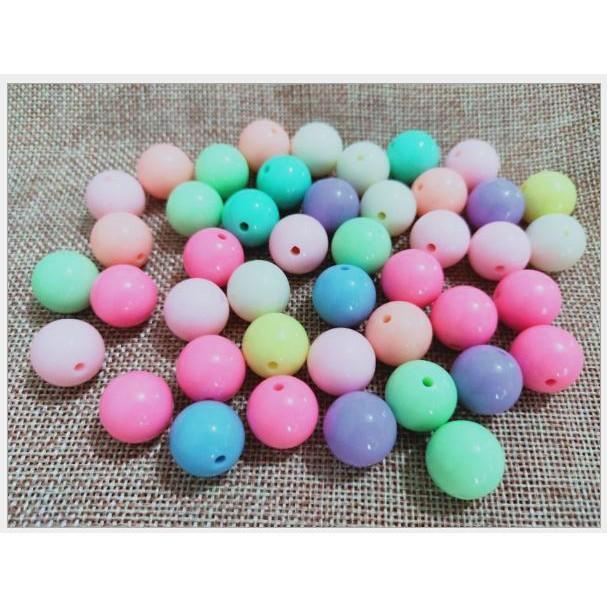 50gam hạt nhựa tròn size 6mm 8mm 10mm/ 12mm 14mm/ 16mm/18mm/20mm mixnhiều màu