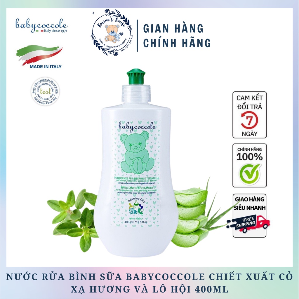 [Sẵn] Nước rửa bình Babycoccole Chiết xuất cỏ xạ hương và lô hội 400ml