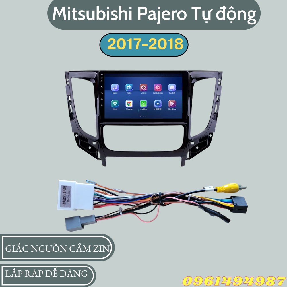 Mặt dưỡng 9 inch Mitsubishi Pajero Mitsubishi Triton kèm dây nguồn cắm zin theo xe dùng cho màn hình DVD android 9 inch