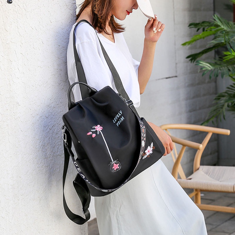 Ba Lô Thêu Họa Tiết Phong Cách Hàn Quốc Thời Trang Cho Nữ