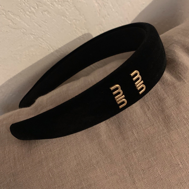 Băng Đô Nhung Đen Bản Rộng Phong Cách Retro Pháp