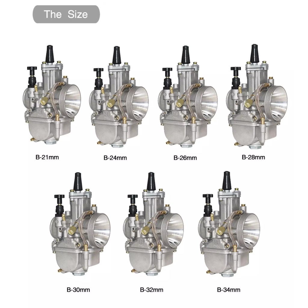 Bình xăng con PWK Kenhin KR150 họng 21mm 24mm 26mm 28mm 30mm 32mm 34mm cho Ga Dẹp OKO PWK RACING ĐEN Yamaha 100cc 125cc 250cc