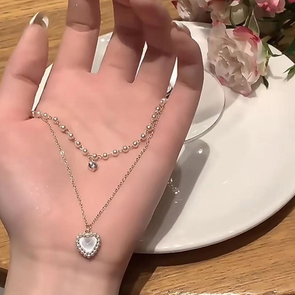 Vòng cổ Ngọc Trai Mặt Trái Tim Nhỏ Đơn Giản Thời Trang Hàn Quốc