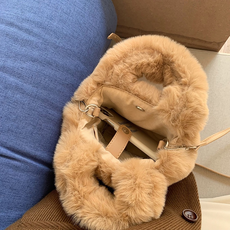 Túi Xách bucket Phủ Bông Mềm Mại Thời Trang Nữ Sành Điệu