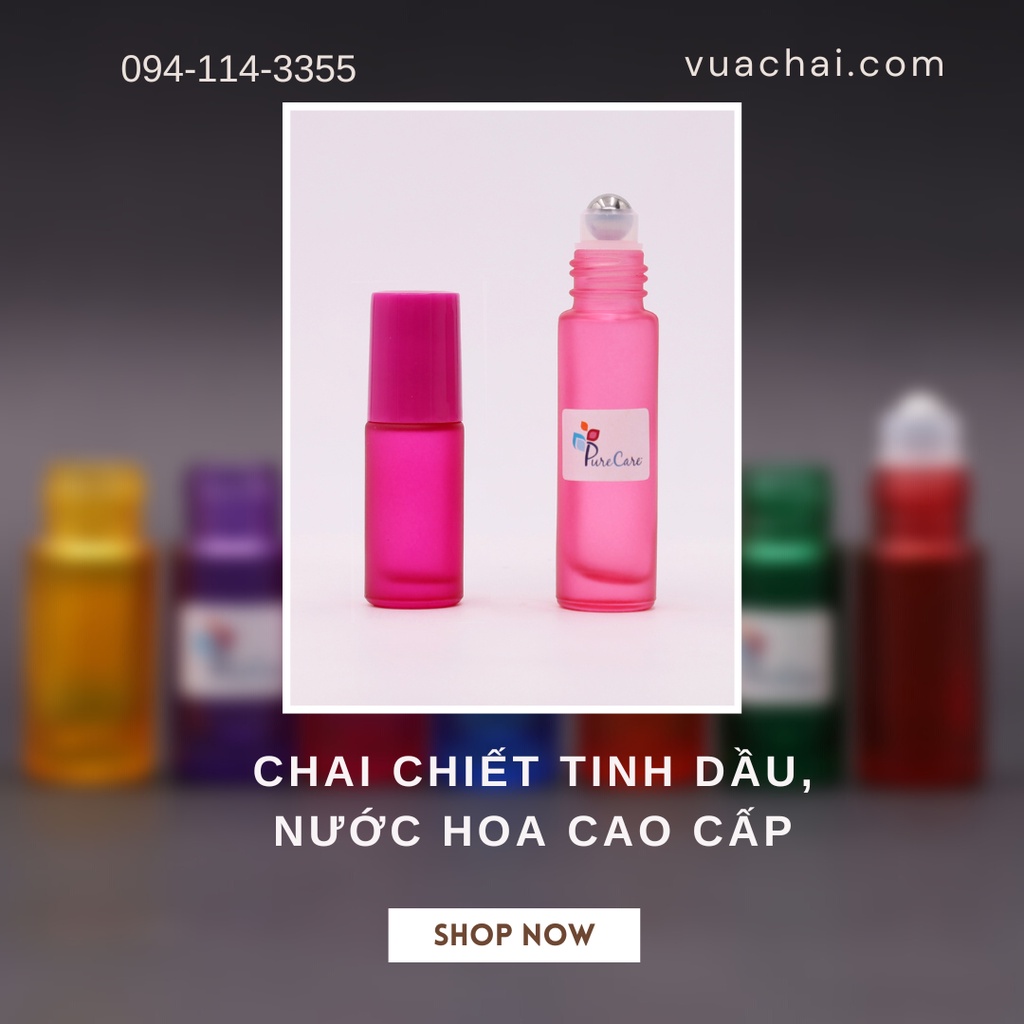 Chai thủy tinh bi lăn màu 10ml cao cấp chiết nước hoa tinh dầu