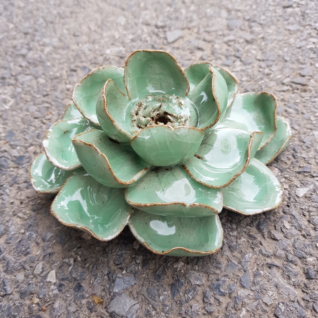 Hoa gốm cắm nhang que và thác khói xông trầm nụ 2in1 Song An Eco