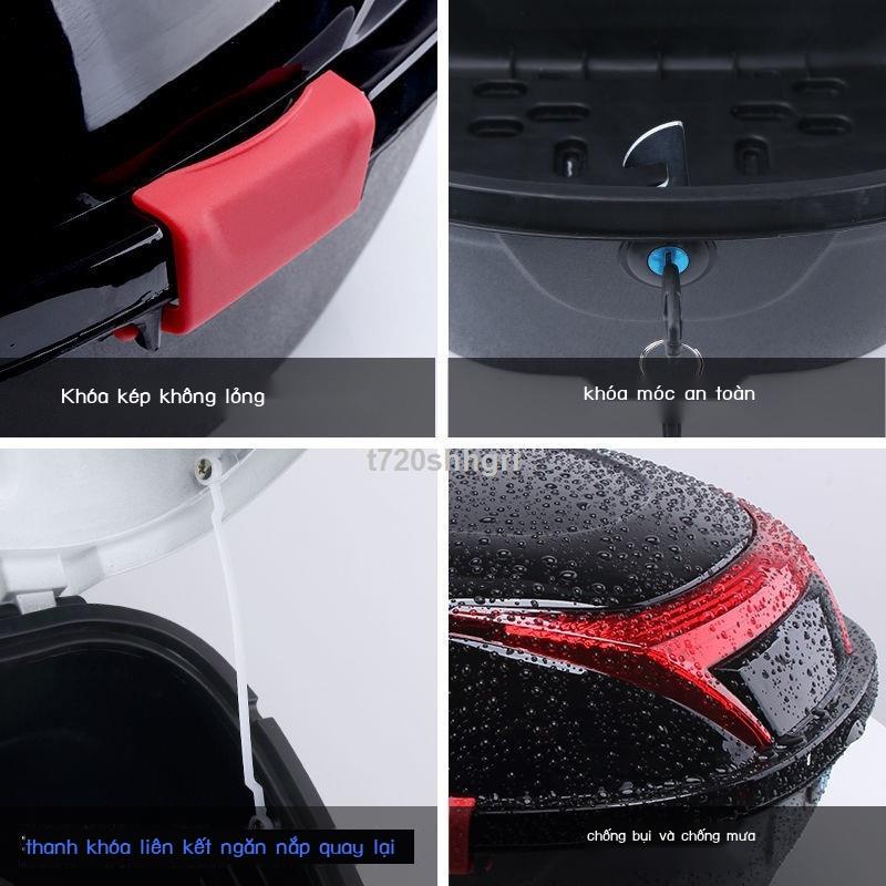 Hàng Sẵn Thùng Đựng Đồ Gắn Đuôi Xe Máy màu Đen Có thể khóa chống thấm nước TD06-MTCWX21