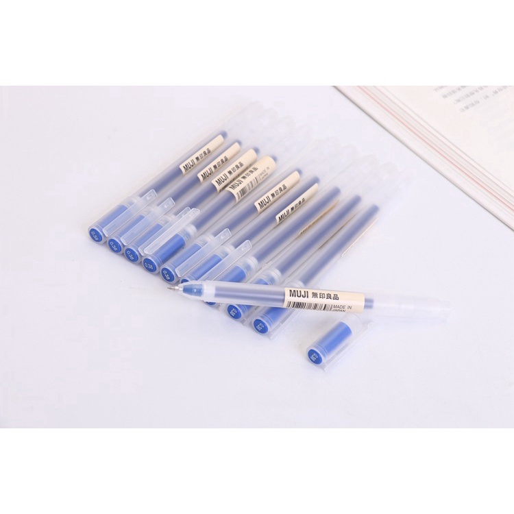 MUJI Bộ 10 Cây Bút Bi Mực Đen Ngòi 0.38 / 0.5mm