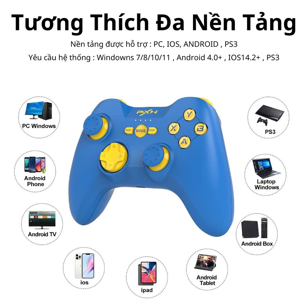 🎁TẶNG DÂY SẠC🎁Tay cầm chơi game PXN-P3 Bluetooth, Wireless chơi game FO4| PES2022| Genshin Impact| Liên quân| Minecraft