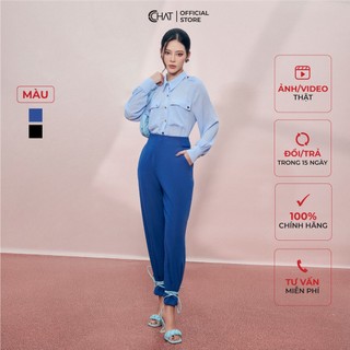 Quần baggy nữ 𝐂𝐂𝐇𝐀𝐓 cạp liền viền lé cạp chất tuytsi cao cấp 22qds8003bt