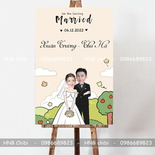 Bảng cưới, bảng đón khách thiết kế chibi để cổng cưới, trang trí đám cưới - Hnbchibi