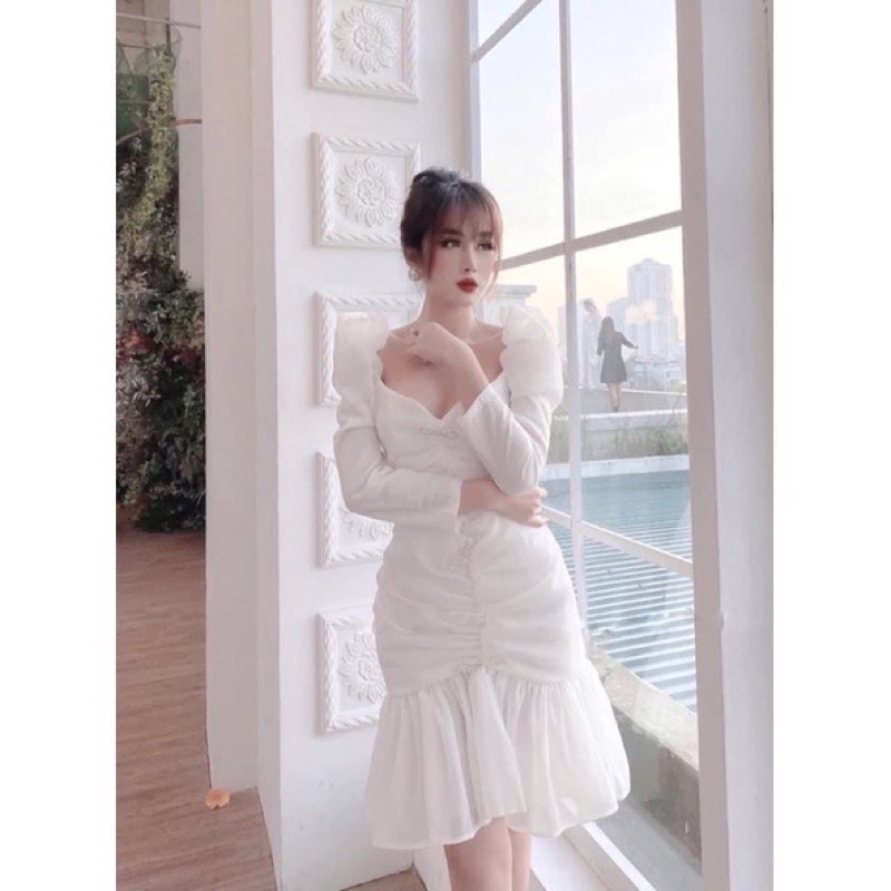 Đầm ôm body dự tiệc phom đuôi cá cổ V