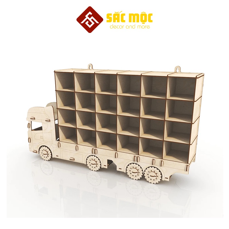 Kệ Trưng Bày Xe Mô Hình Tomica #10 Hotwheels, Bearbrick Bằng Gỗ Tự Lắp Ráp 24 Ô Chứa Size Lớn 695*335*135 mm