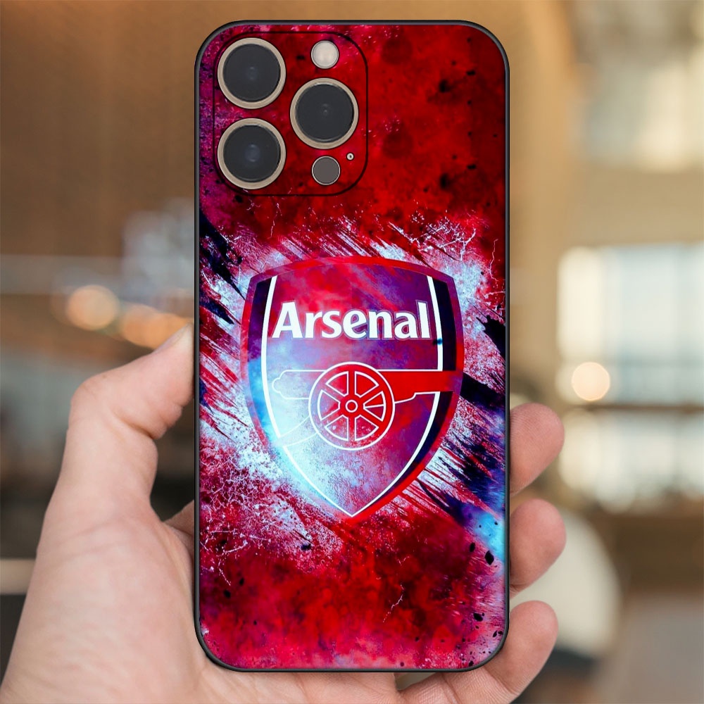 Ốp lưng iPhone 14 Pro dẻo đen cạnh vuông in hình Arsenal FC