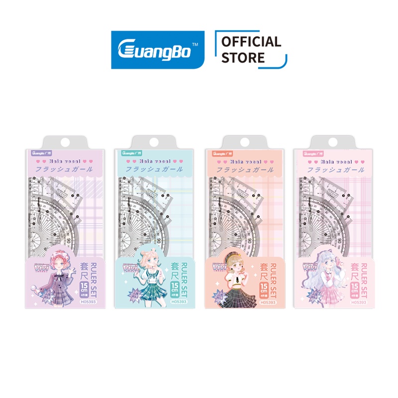 Bộ thước 4 chi tiết 15cm Guangbo GUBH05393