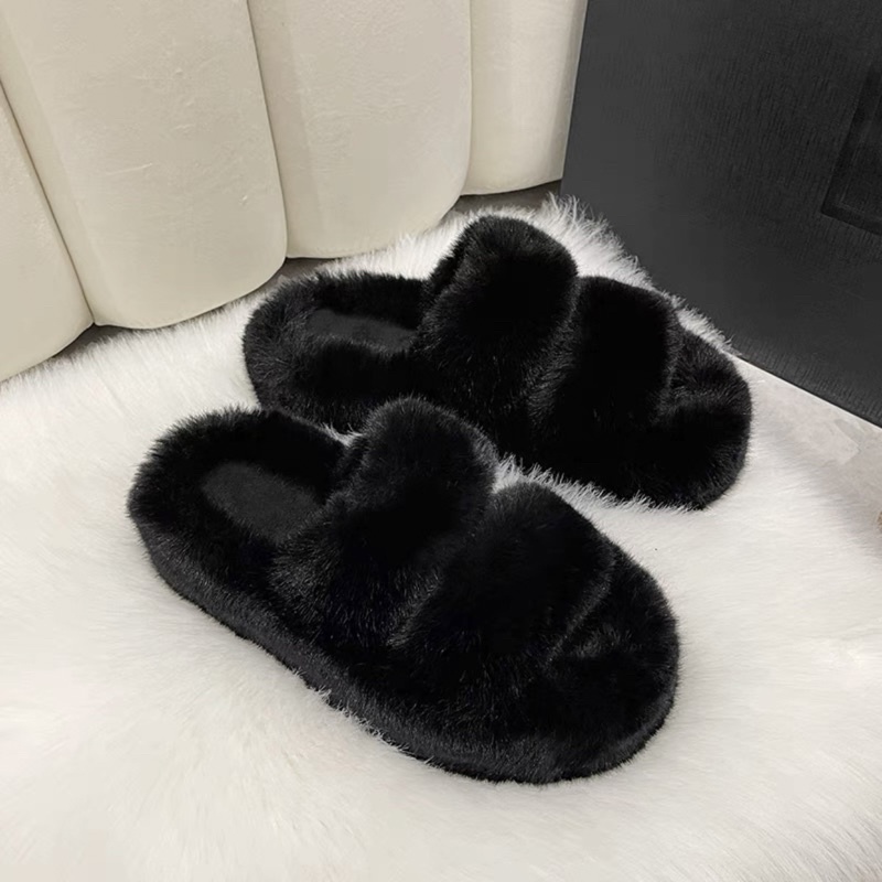 Dép Lông Siêu Mịn Quai Ngang Đế Dày Cao 5cm Dễ Thương Đi Trong Nhà Đi Chơi Ngoài Đường Thời Trang Thu Đông 2022