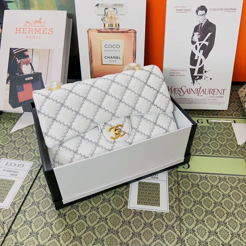 Túi cn classic trần chỉ thêu trám da mịn spsl fullbox size 26