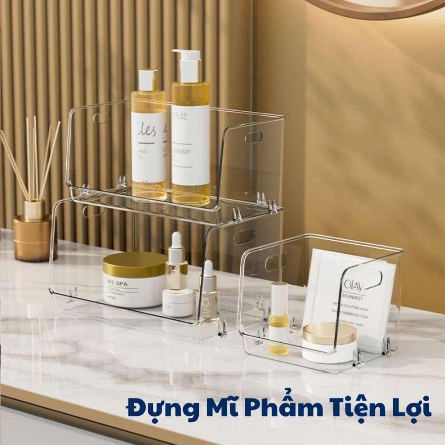 Kệ Đựng Mĩ Phẩm, Khay Trong Suốt Đựng Đồ Trang Điểm Có Thể Xếp Chồng Siêu Tiện Lợi Q063