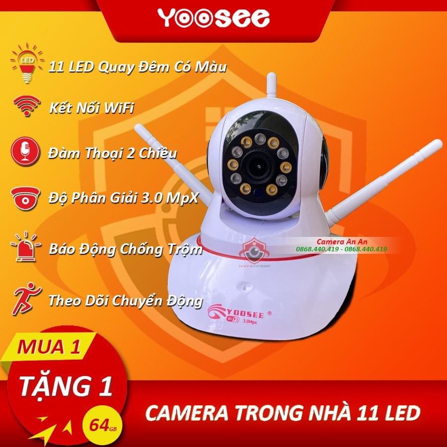 Camera Yoosee 3 râu 5.0 11LED combo kèm thẻ nhớ (BH 1 năm) full phụ kiện