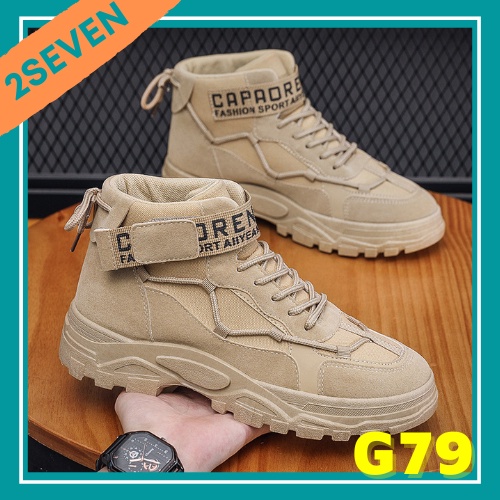 Boots Martin Nam Cao Cổ thiết kế đai dính, đế rãnh răng phong cách Anh cổ điển - 2Seven - G79