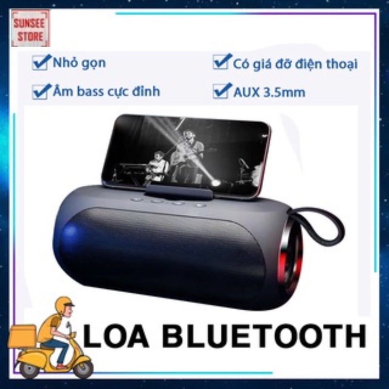 Loa bluetooth V6 âm bass chất lượng thích hợp dùng kết nối máy tính điện thoại kèm kệ đựng điện thoại mini loa
