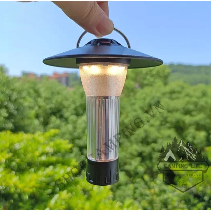 Đèn pin led cắm trại, đèn treo lều đa chức năng tripod kiêm đèn pin, cắm trại dã ngoại - Camping VietNam