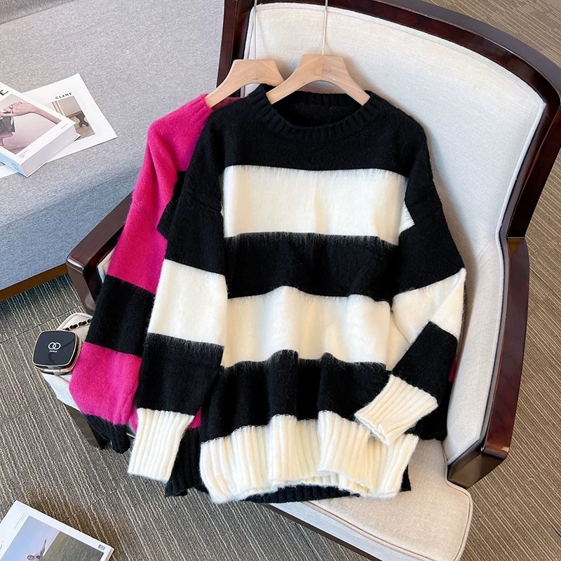 áo len lông pha màu dáng thụng cá tính