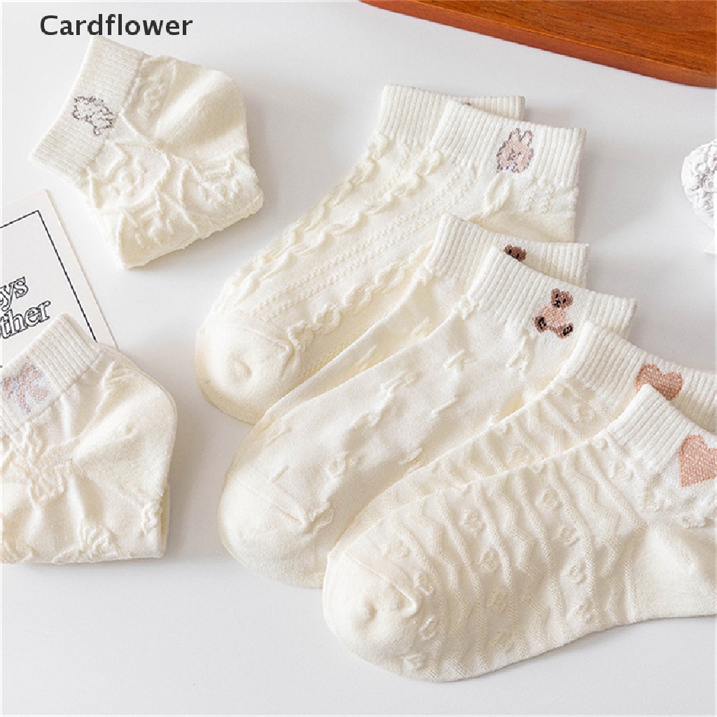 < Cardflower > Vớ Mắt Cá Màu Trắng Phong Cách Harajuku Nhật Bản Dễ Thương Cho Nữ